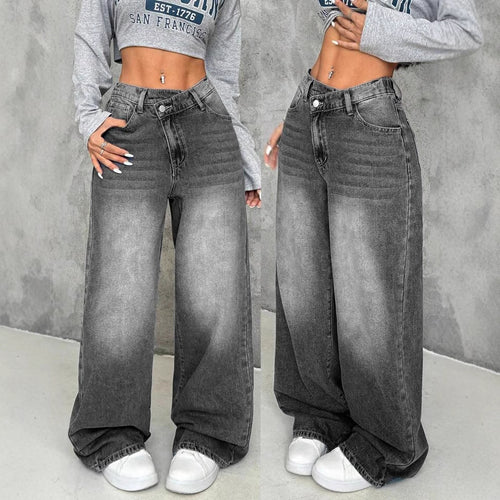 Damen Weite Jeans mit tiefem Schritt und angesagtem Used-Look Heidi-Mode