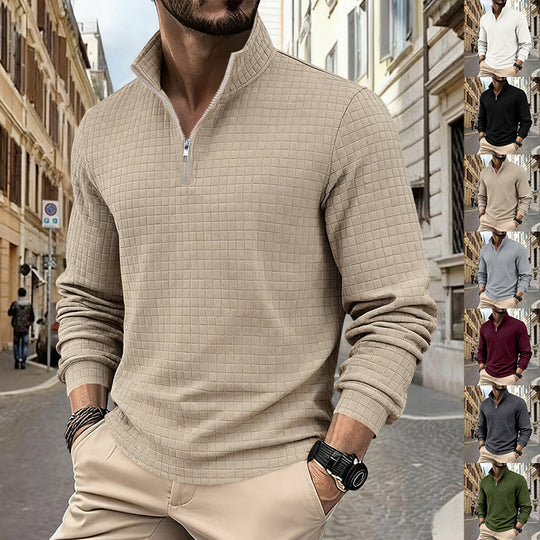 Herren funktionales Langarmshirt mit modernem Stehkragen und Reißverschluss Heidi-Mode
