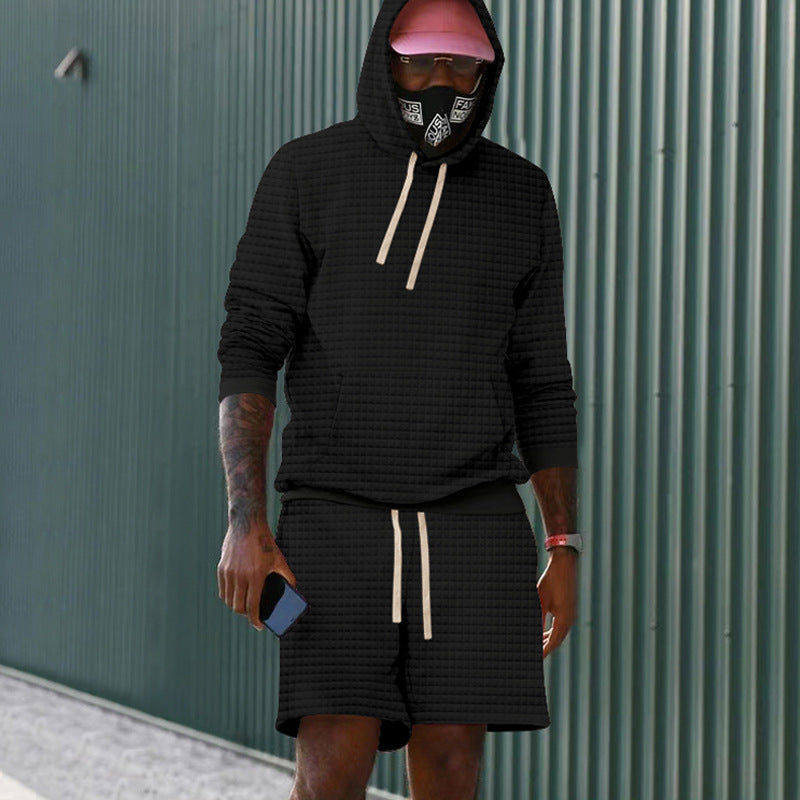 Herren lässiger Kapuzenpullover und Shorts Set aus atmungsaktivem Material Heidi-Mode