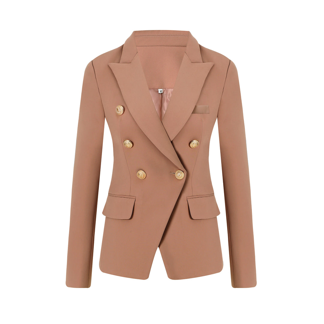 Damen Elegante Doppelreihige Blazerjacke mit goldenen Knöpfen Heidi-Mode
