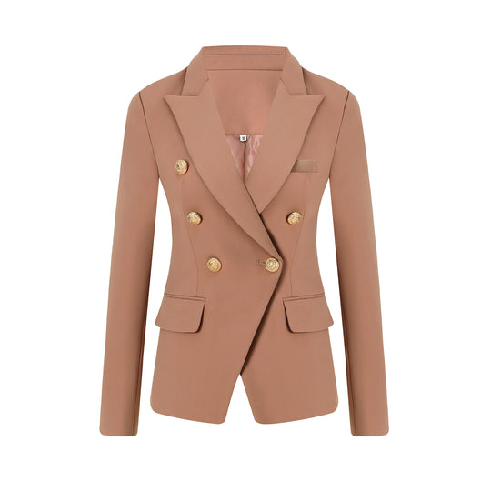 Damen Elegante Doppelreihige Blazerjacke mit goldenen Knöpfen Heidi-Mode