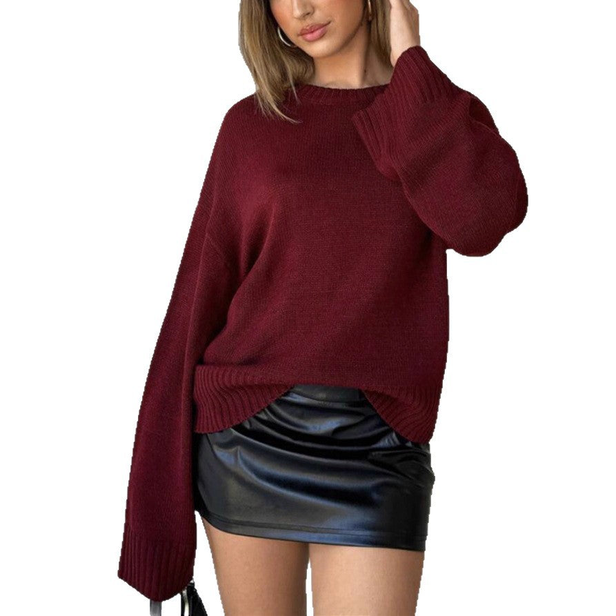 Damen modischer Oversized Pullover mit hochgeschlossenem Kragen Heidi-Mode