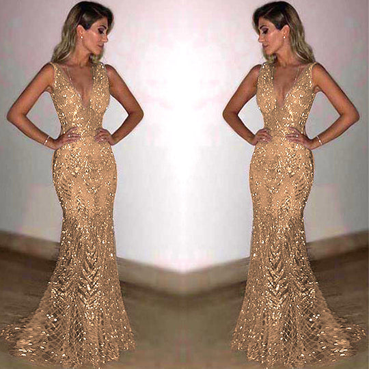 Damen Elegantes Abendkleid mit schimmernden Pailletten und figurbetontem Schnitt Heidi-Mode
