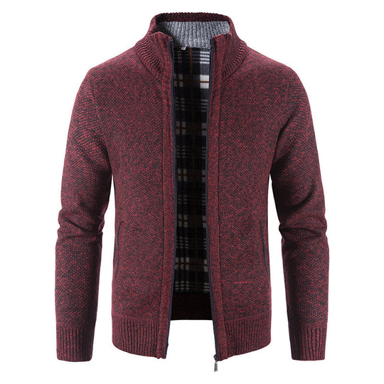 Herren Strickjacke mit modernem Stehkragen und praktischen Taschen Heidi-Mode