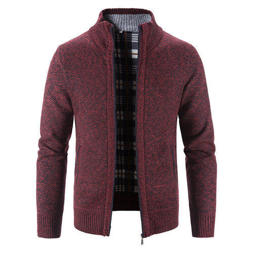 Herren Strickjacke mit modernem Stehkragen und praktischen Taschen Heidi-Mode