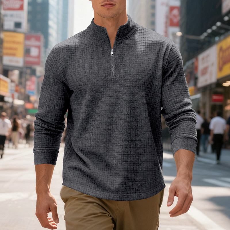 Herren funktionales Langarmshirt mit modernem Stehkragen und Reißverschluss Heidi-Mode