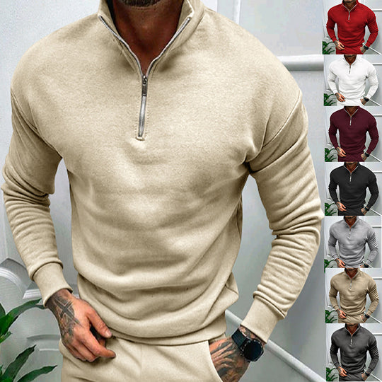 Herren Sweatshirt mit Stehkragen und Reißverschluss Heidi-Mode