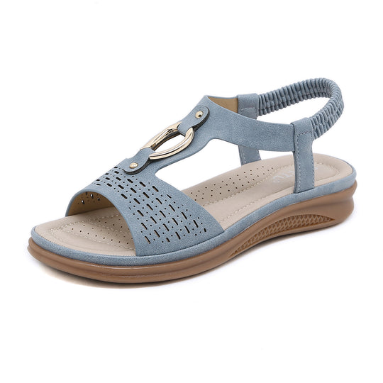 Damen Komfortable Sandalen mit atmungsaktiver Lochstruktur und modischer Schnallenapplikation Heidi-Mode