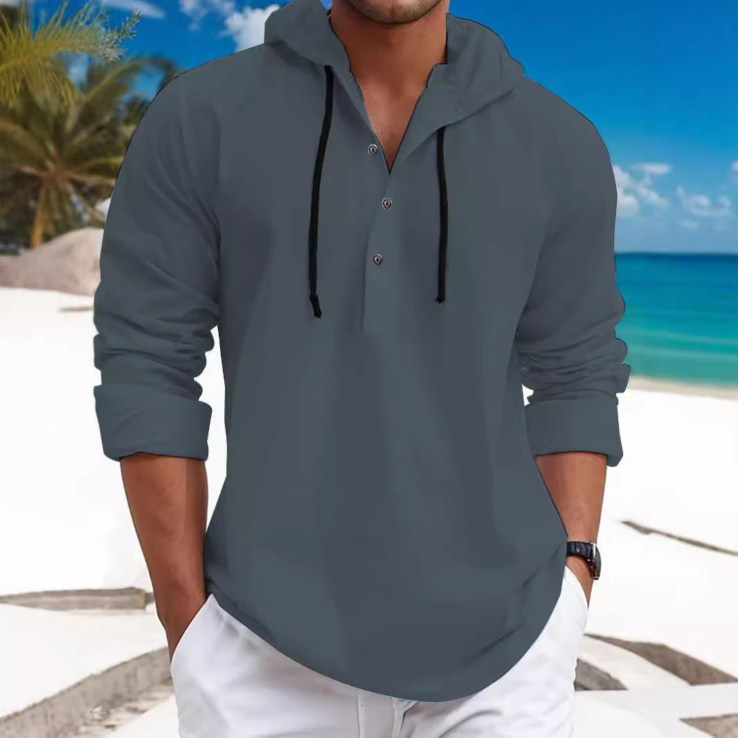 Herren Kapuzenpullover mit modischem Knopfdruck und lässigem Schnitt Heidi-Mode