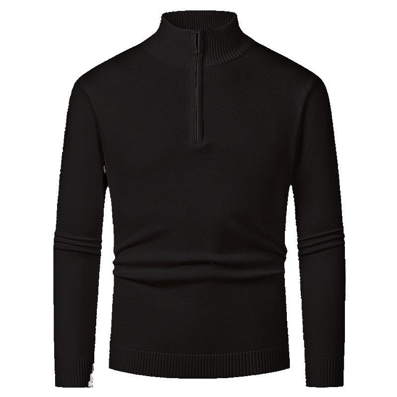 Herren Strickpullover mit hohem Kragen und halbem Reißverschluss Heidi-Mode