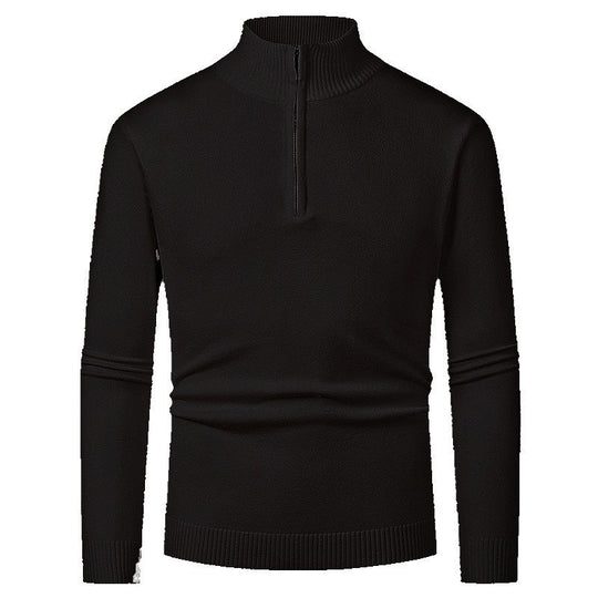 Herren Strickpullover mit hohem Kragen und halbem Reißverschluss Heidi-Mode