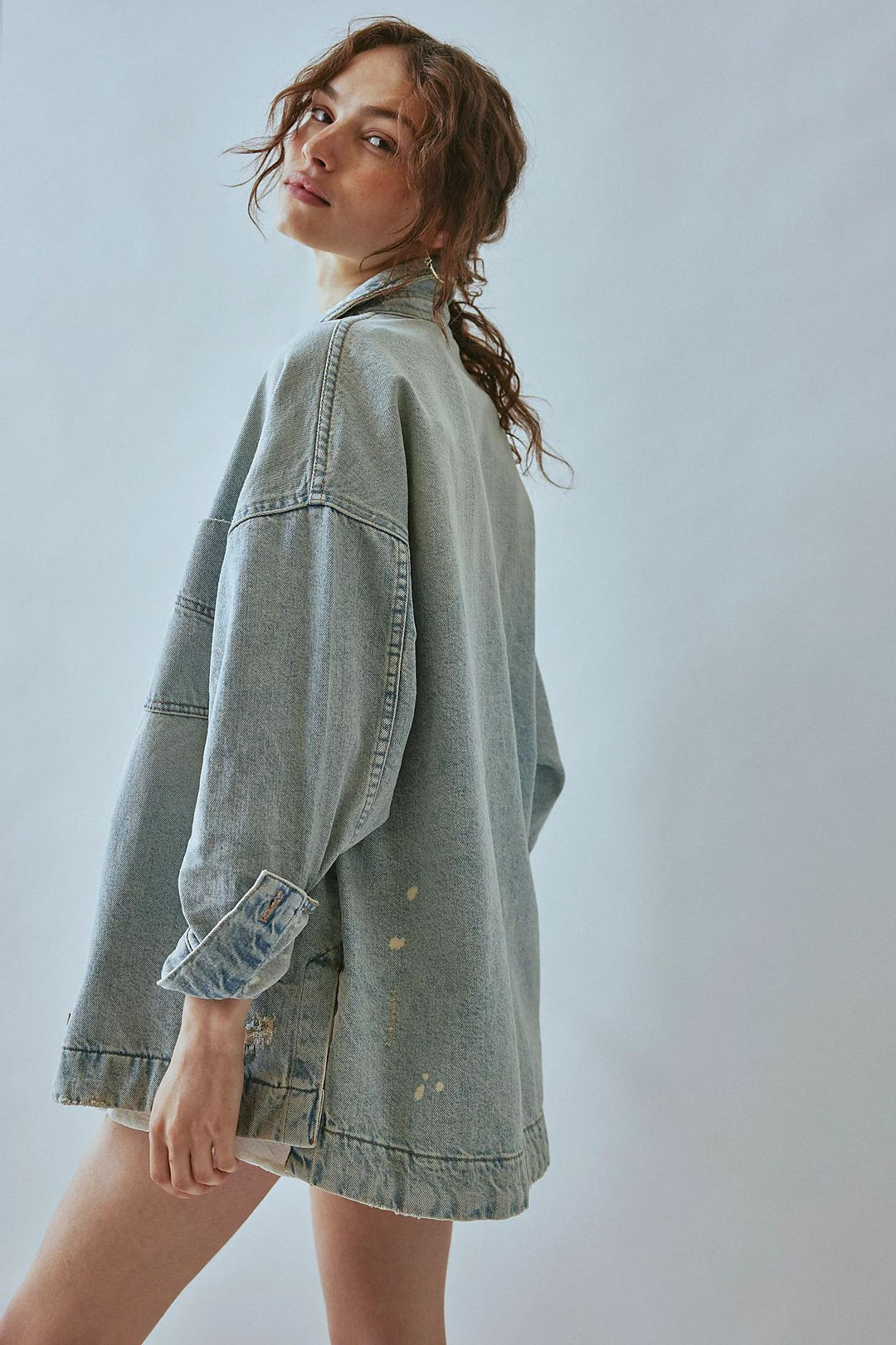 Damen lässige Oversized Jeansjacke mit großen Taschen Heidi-Mode