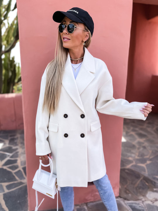 Damen eleganter und strukturierter Mantel im doppelten Design Heidi-Mode