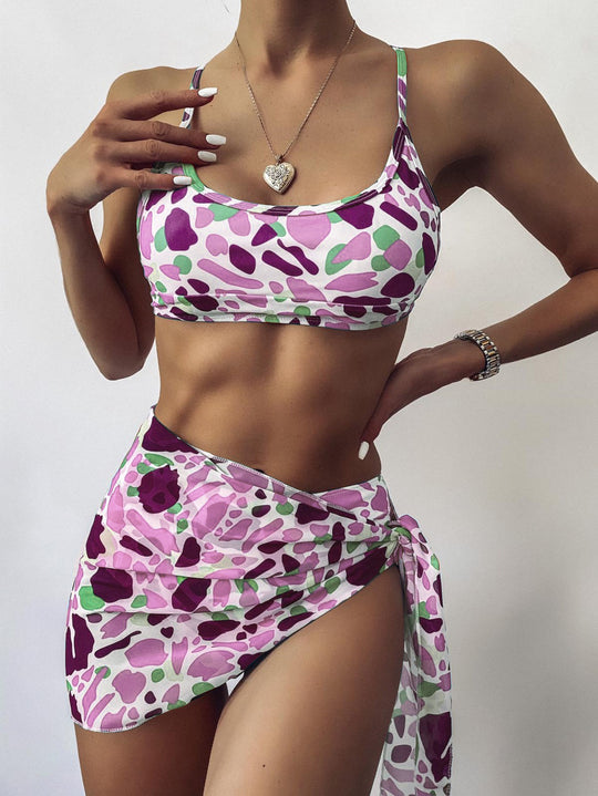 Damen Bikini Set mit modischem Wickelrock und sportlichem Oberteil Heidi-Mode