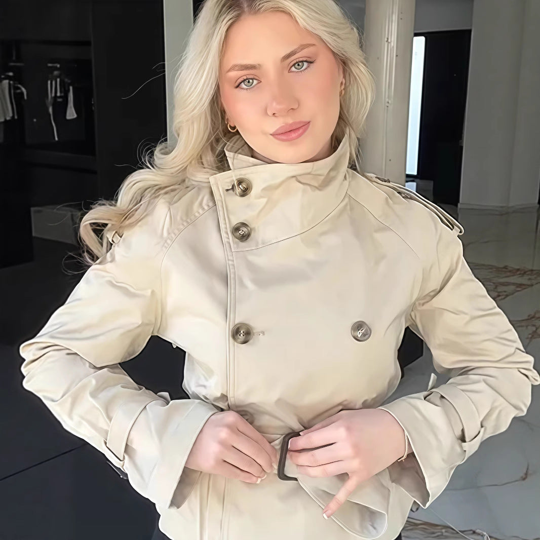 Damen Trenchcoat mit taillierter Silhouette und doppelter Knopfleiste Heidi-Mode