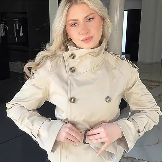 Damen Trenchcoat mit taillierter Silhouette und doppelter Knopfleiste Heidi-Mode