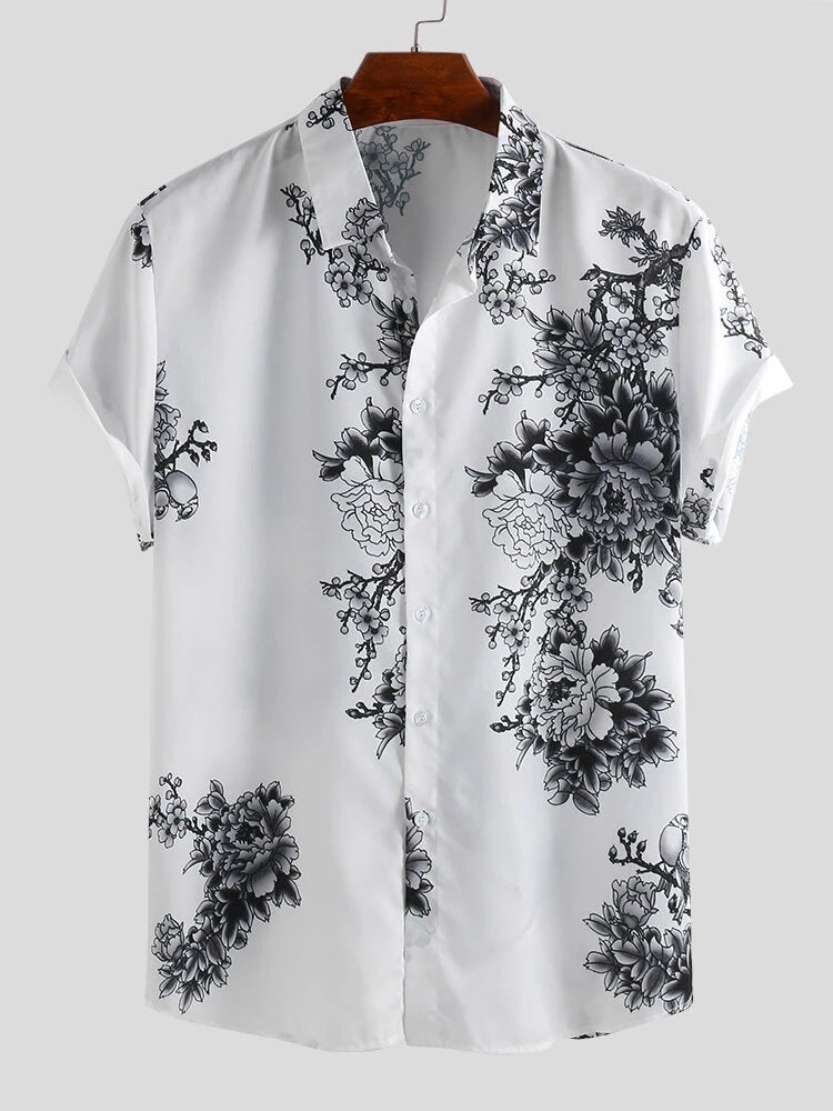Herren Kurzarmhemd mit elegantem floralem Druck und hochwertigem Material Heidi-Mode