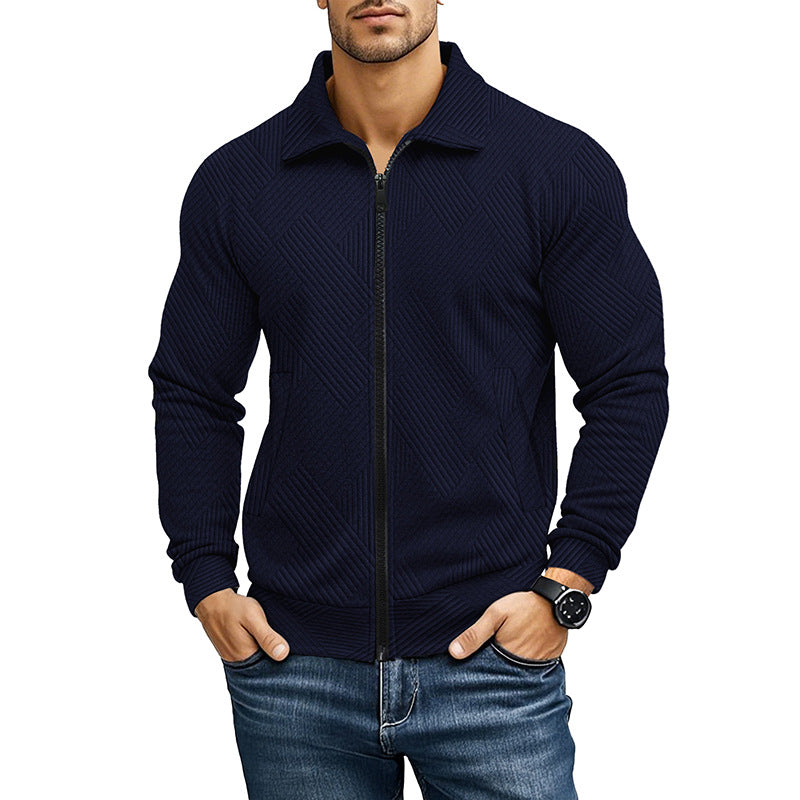 Herren bequeme und stylische Kapuzenjacke mit strukturiertem Gewebe Heidi-Mode