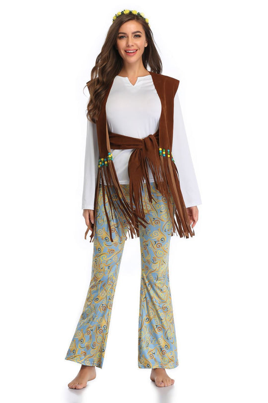 Herren Kostüm im Wildwest-Stil mit fransigem Weste und bunten Hosendetails Heidi