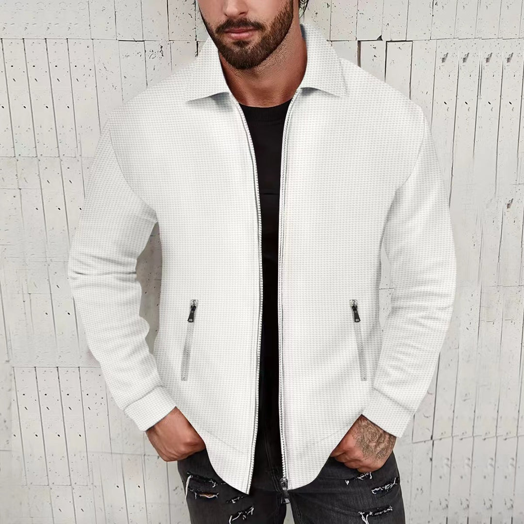 Herren Strickjacke im modernen Design mit strukturiertem Obermaterial und praktischen Reißverschlusstaschen Heidi-Mode