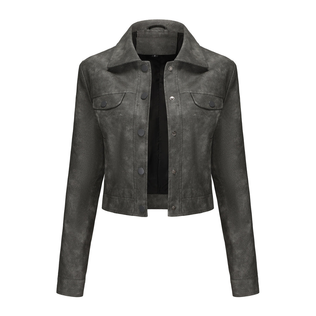 Damen modische kurz geschnittene Lederjacke Heidi-Mode