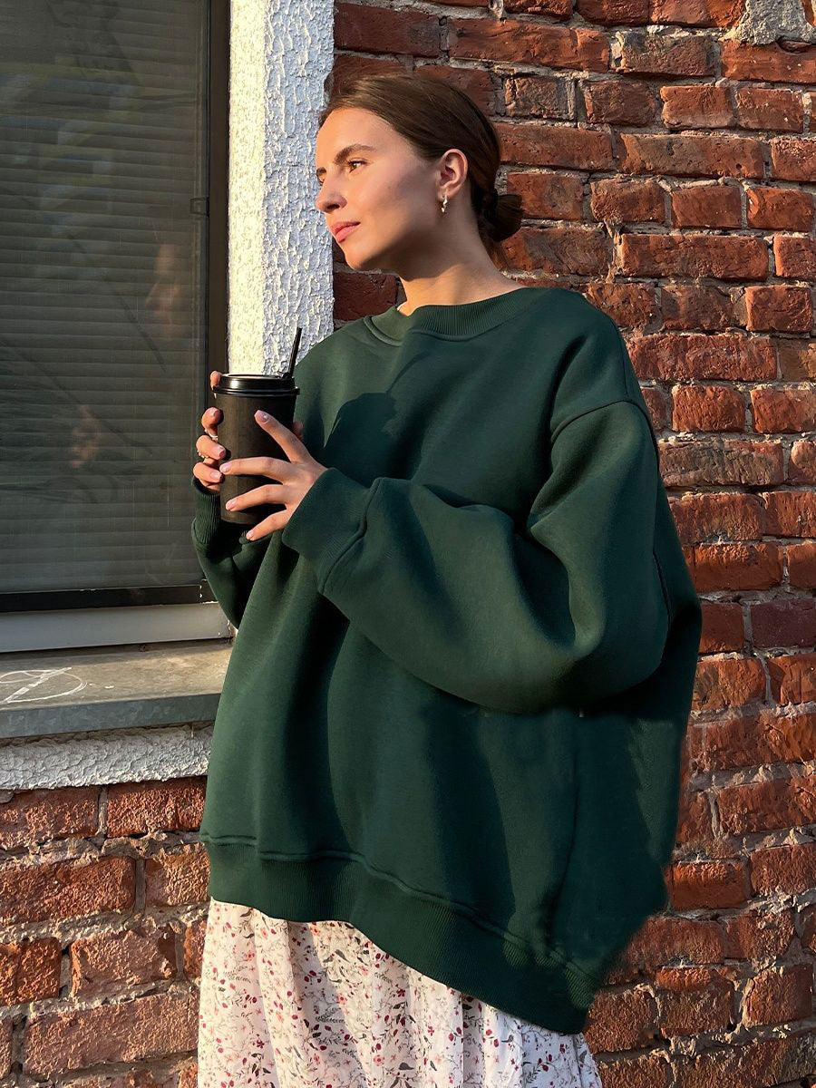 Damen Oversized Sweatshirt im lässigen Stil mit übergroßen Ärmeln und elastischen Bündchen Heidi-Mode