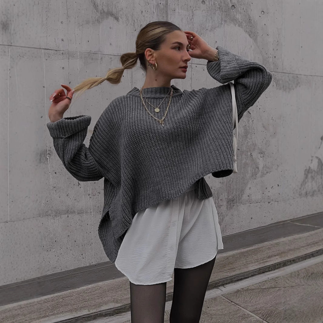 Damen oversized Strickpullover mit strukturiertem Lochdesign und lässigem Schnitt Heidi-Mode