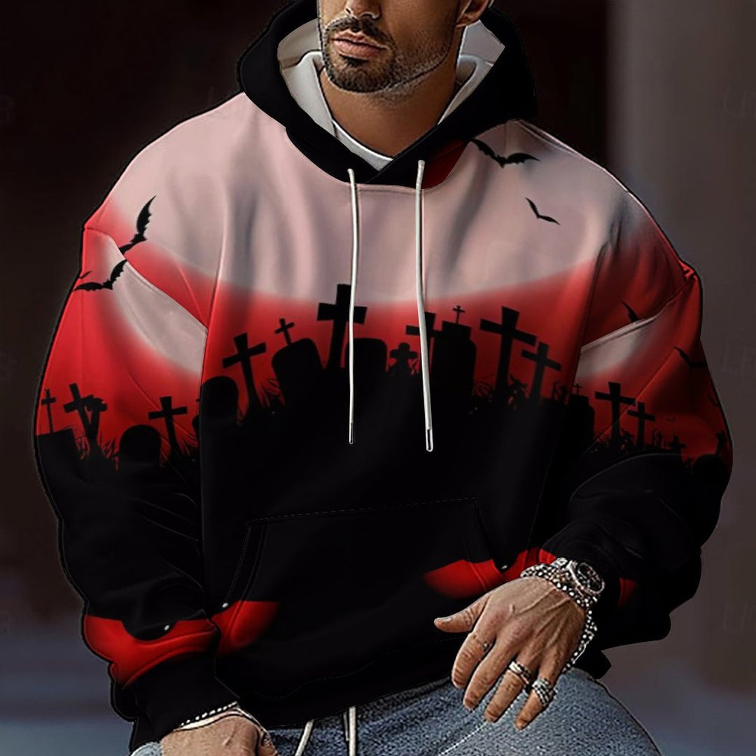 Herren Kapuzensweater mit kreativen Halloween-Motiv und lockerer Passform Heidi-Mode