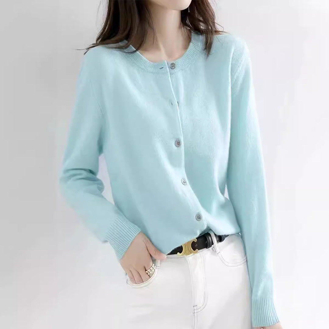 Damen Feinstrick Cardigan mit Knopfleiste und weichem Material Heidi-Mode