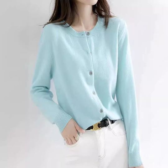 Damen Feinstrick Cardigan mit Knopfleiste und weichem Material Heidi-Mode