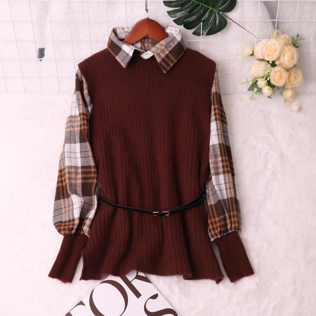Damen Modischer Pullunder mit Hemd-Details Heidi-Mode