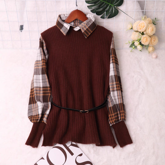 Damen Modischer Pullunder mit Hemd-Details Heidi-Mode