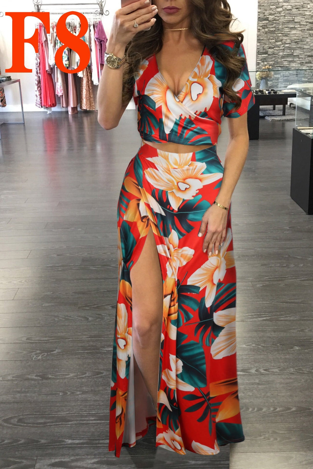 Heidi-Mode | Digitaler Druck Floral Zwei-Teile-Set