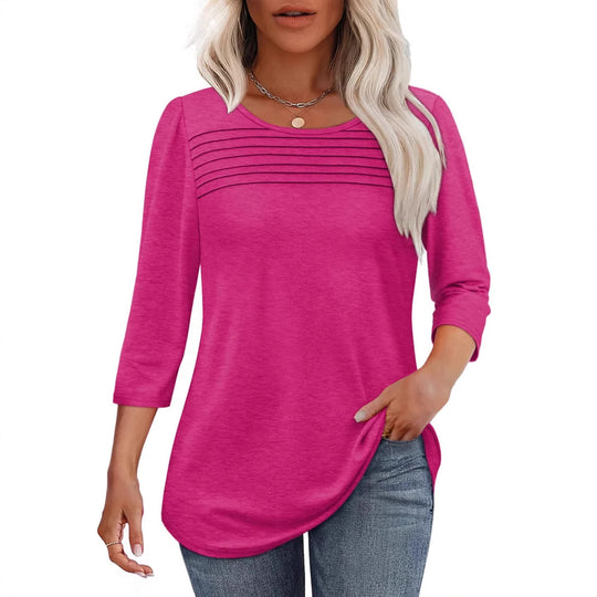 Damen weiches Langarmshirt mit dekorativen Pinnen Heidi-Mode