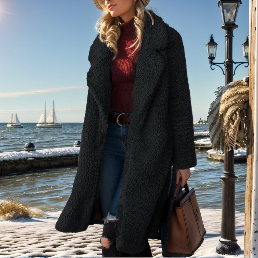 Damen Übergroßer Teddy-Mantel mit weich gefüttertem Kragen Heidi-Mode