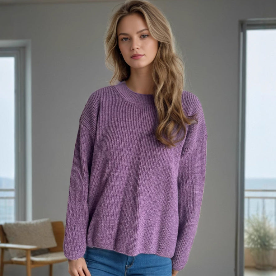 Damen lässiger Strickpullover mit großzügigem Schnitt und angenehmer Textur Heidi-Mode