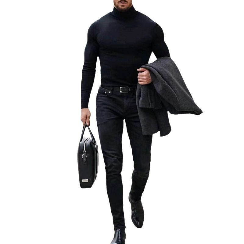 Herren Rollkragenpullover aus weichem Stretchmaterial Heidi-Mode