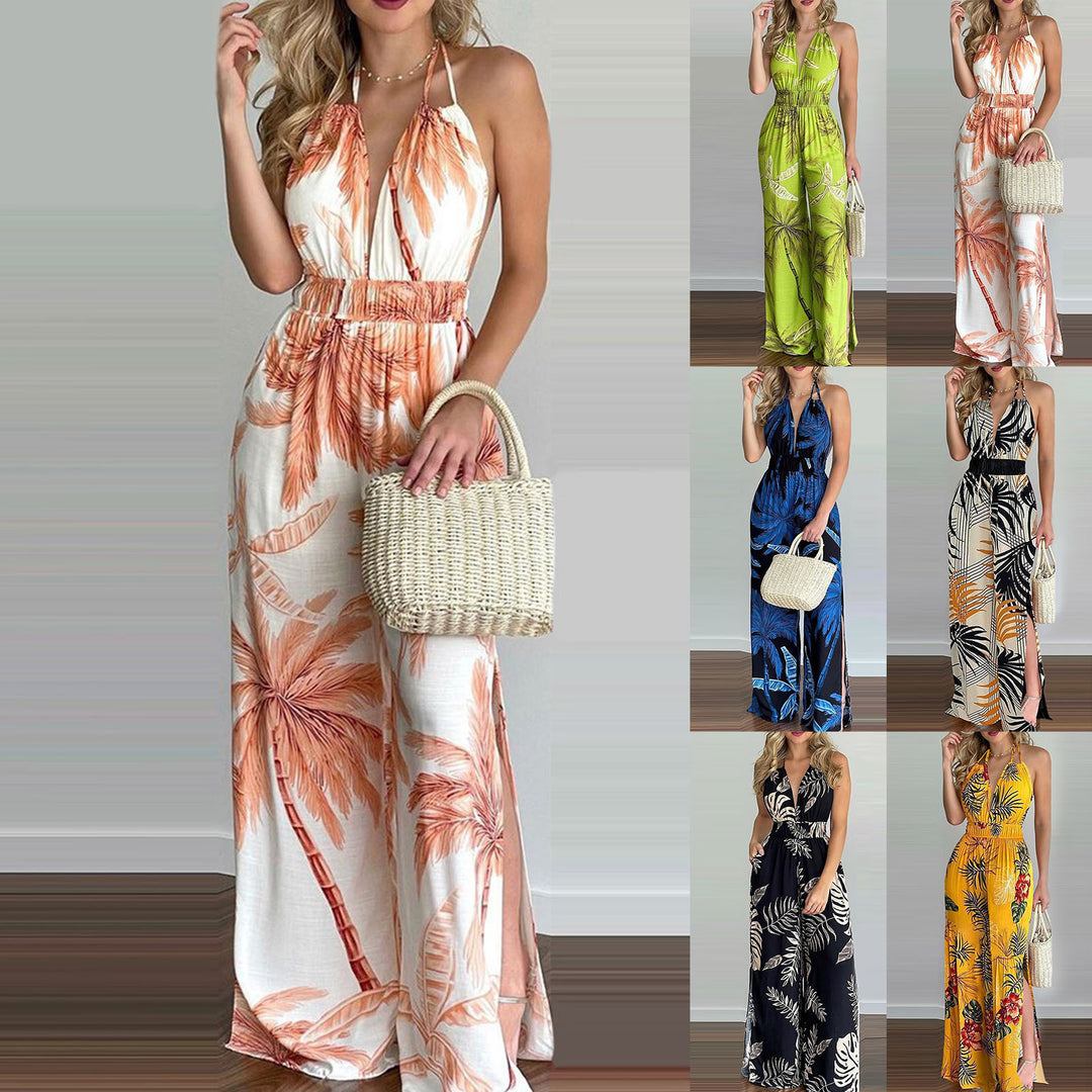 Damen eleganter Jumpsuit mit Spaghettiträgern und hohen Seitenschlitzen Heidi-Mode