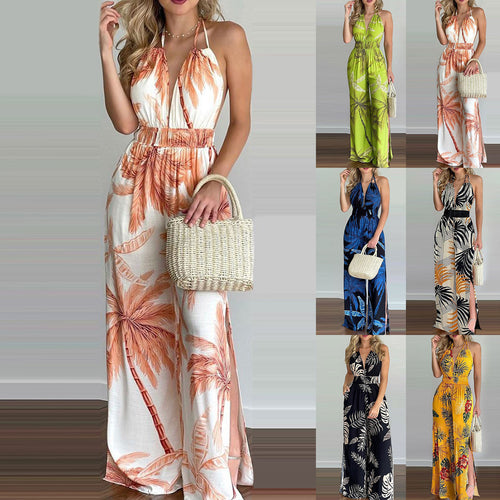 Damen eleganter Jumpsuit mit Spaghettiträgern und hohen Seitenschlitzen Heidi-Mode