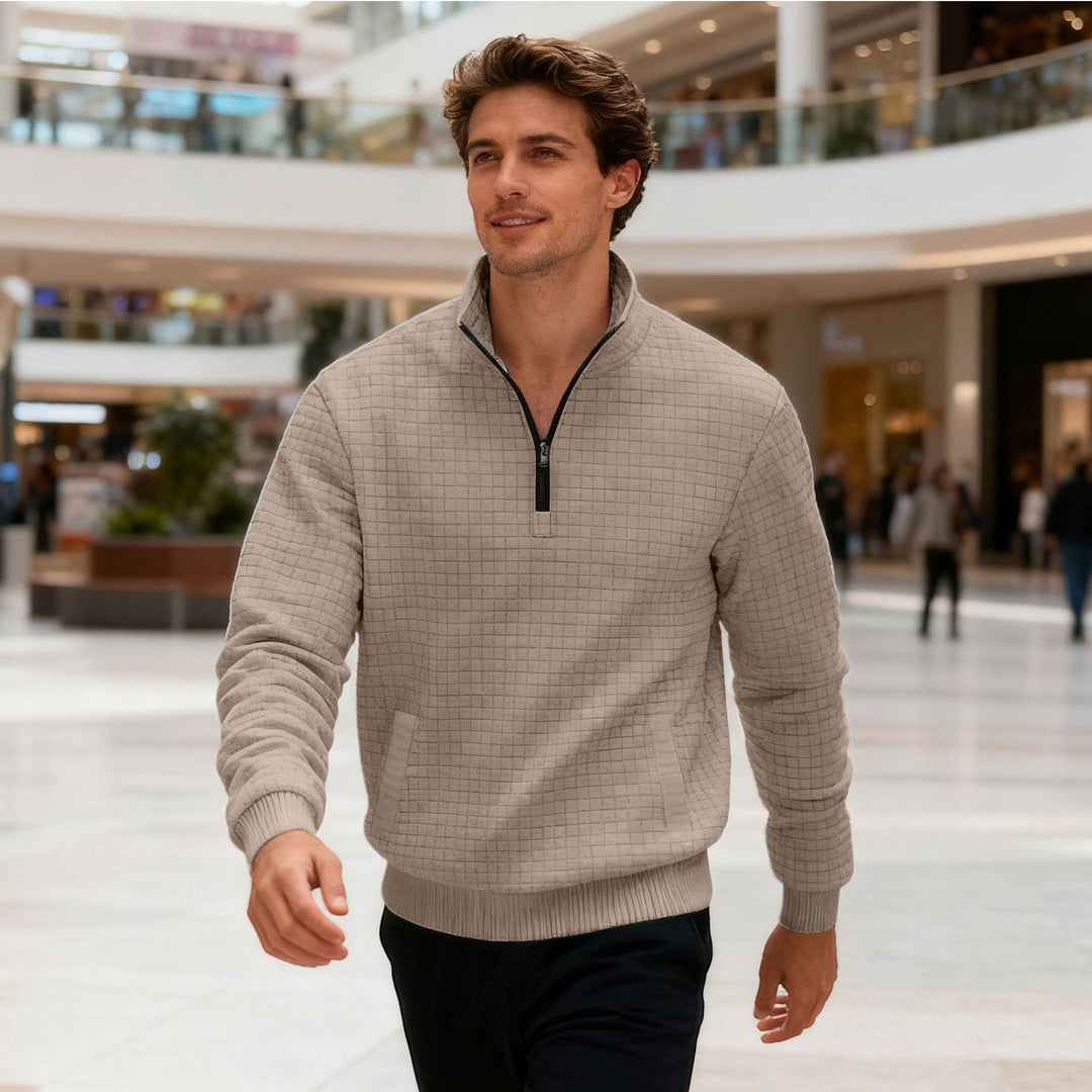 Herren sportlicher Pullover mit halbhoch geschlossenem Kragen Heidi-Mode