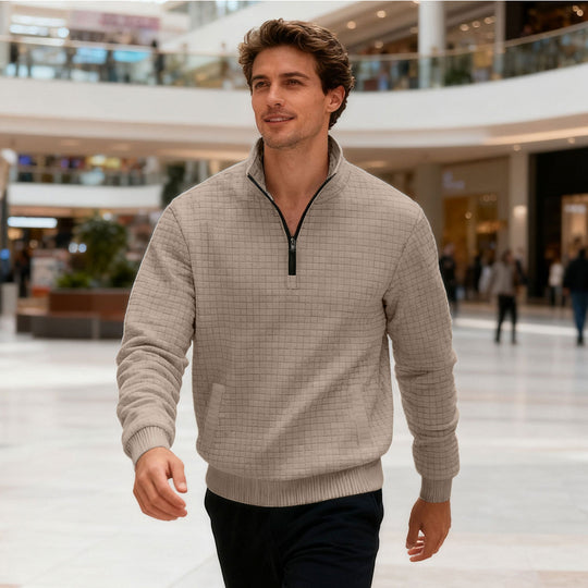 Herren sportlicher Pullover mit halbhoch geschlossenem Kragen Heidi-Mode