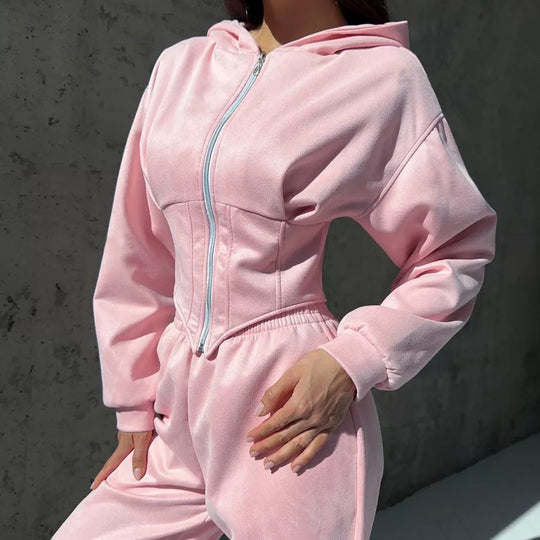 Damen Lässiger Utility-Jumpsuit mit hohem Kragen und Reißverschluss Heidi-Mode