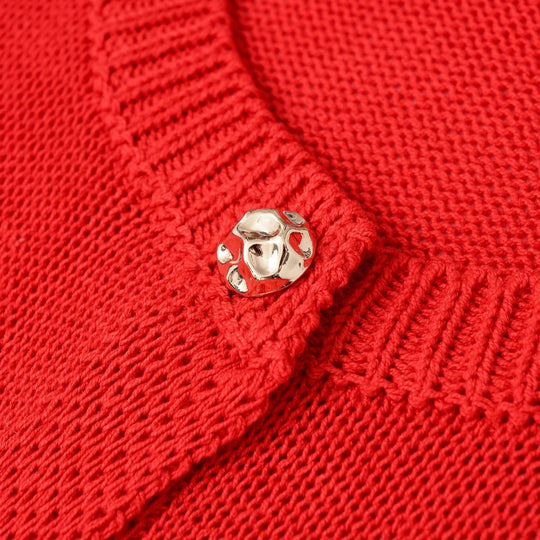 Damen bequeme Strickjacke mit Knopfdetails und aufgesetzten Taschen Heidi-Mode