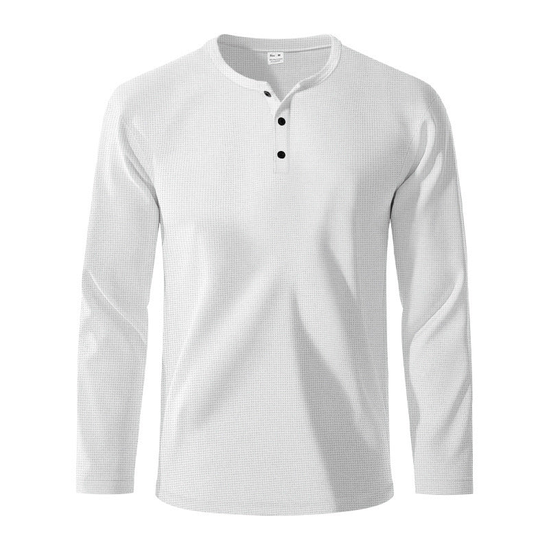 Herren Langarm-Henley-Shirt aus atmungsaktivem Strukturstoff Heidi-Mode