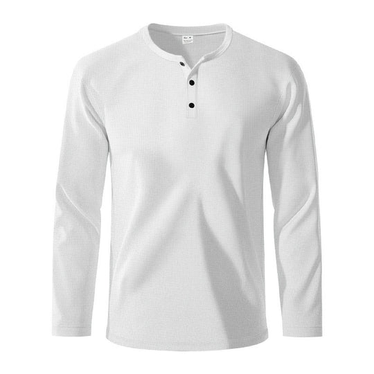 Herren Langarm-Henley-Shirt aus atmungsaktivem Strukturstoff Heidi-Mode