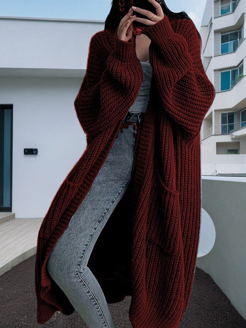 Damen Großer Strickcardigan mit lässiger Passform und großen Taschen Heidi-Mode