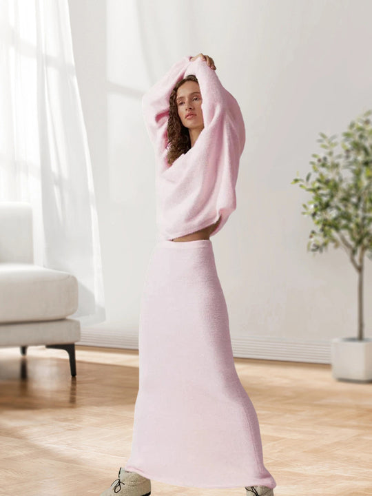 Damen Oversized Strickpullover mit hohem Bund und seitlicher Naht Heidi-Mode
