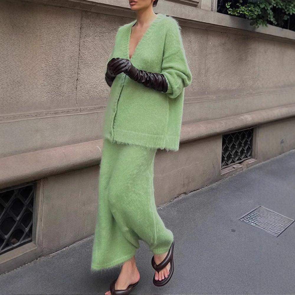 Damen Weicher Strickcardigan mit V-Ausschnitt und Knopfdetails Heidi-Mode