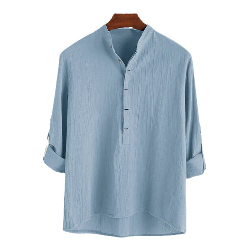 Herren Langarm-Henley-Hemd mit feinen Knopfdetails und lässigem Schnitt Heidi-Mode