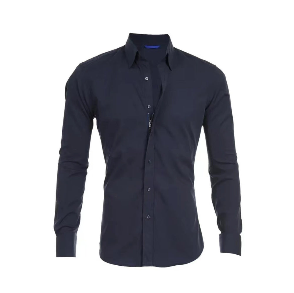 Herren modisches Langarmhemd mit Reißverschluss Heidi-Mode